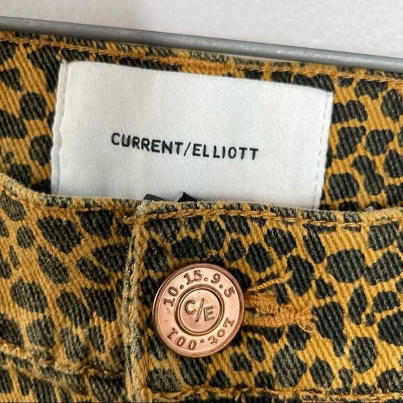 CURRENT/ELLIOTT Leopard Print Jeans Womens Size 25 Straight Leg Mob Wife Playful - Picture 8 of 11